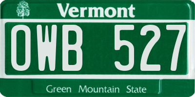 VT license plate OWB527