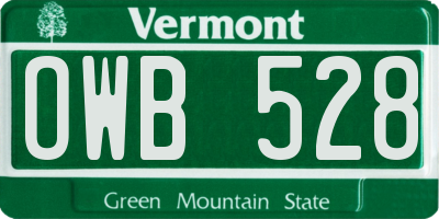 VT license plate OWB528