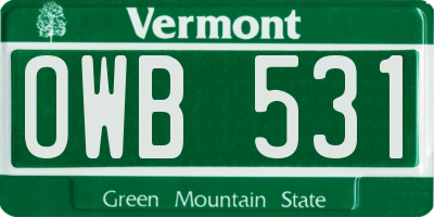 VT license plate OWB531