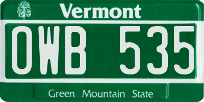 VT license plate OWB535