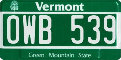 VT license plate OWB539