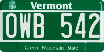 VT license plate OWB542