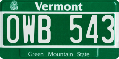 VT license plate OWB543
