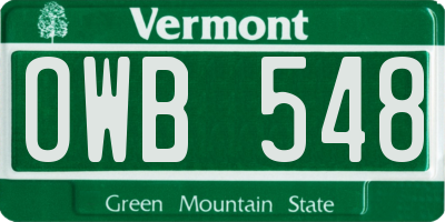 VT license plate OWB548