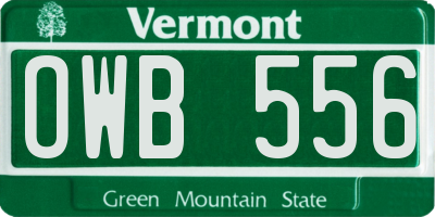 VT license plate OWB556
