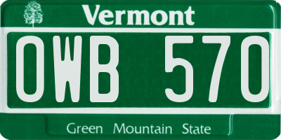 VT license plate OWB570
