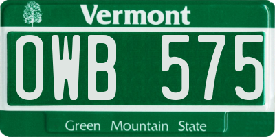 VT license plate OWB575