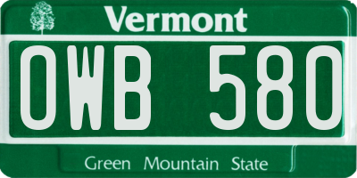 VT license plate OWB580