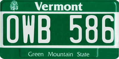 VT license plate OWB586