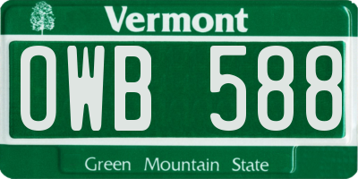 VT license plate OWB588