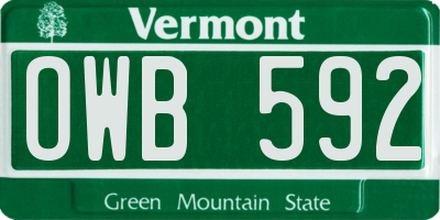 VT license plate OWB592