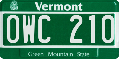 VT license plate OWC210