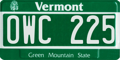 VT license plate OWC225