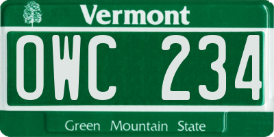 VT license plate OWC234