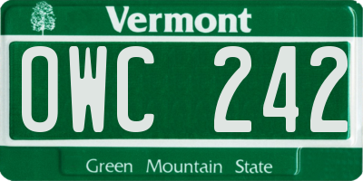 VT license plate OWC242