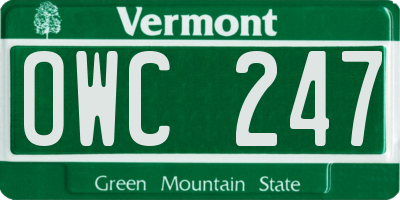 VT license plate OWC247
