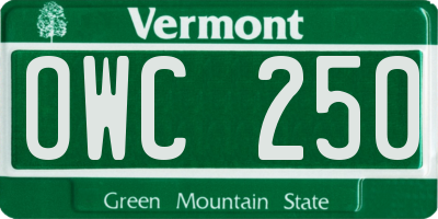 VT license plate OWC250