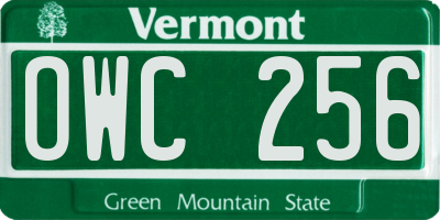 VT license plate OWC256