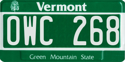 VT license plate OWC268