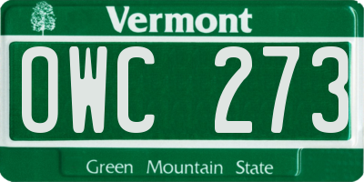 VT license plate OWC273