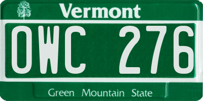 VT license plate OWC276