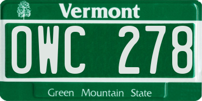 VT license plate OWC278