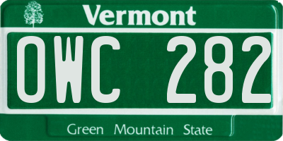 VT license plate OWC282
