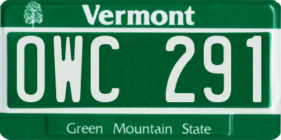 VT license plate OWC291