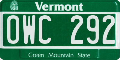 VT license plate OWC292