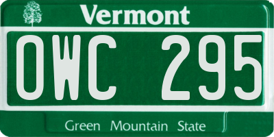 VT license plate OWC295