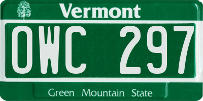 VT license plate OWC297