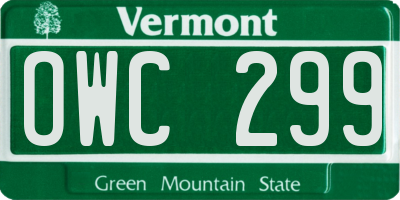 VT license plate OWC299
