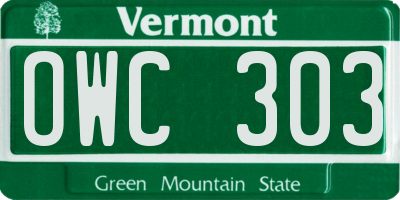 VT license plate OWC303