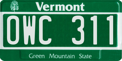 VT license plate OWC311