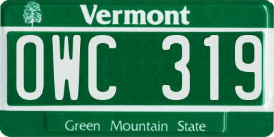 VT license plate OWC319