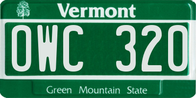 VT license plate OWC320