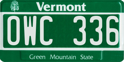 VT license plate OWC336