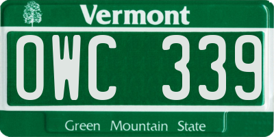 VT license plate OWC339