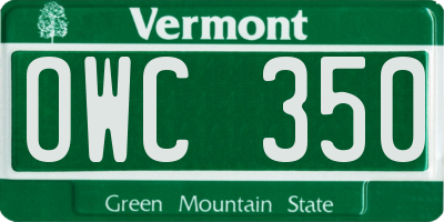 VT license plate OWC350