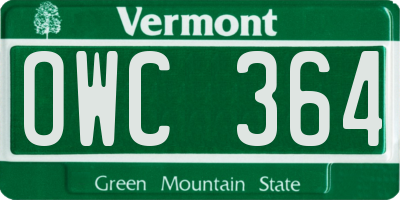 VT license plate OWC364