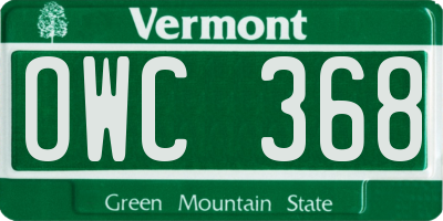 VT license plate OWC368