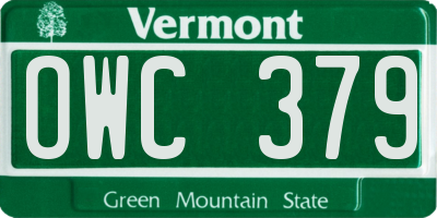 VT license plate OWC379