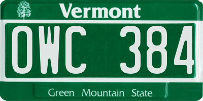 VT license plate OWC384