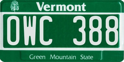 VT license plate OWC388