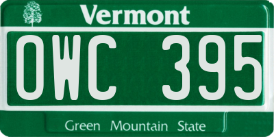 VT license plate OWC395