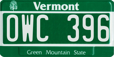 VT license plate OWC396