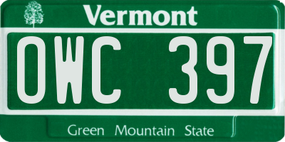 VT license plate OWC397