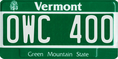 VT license plate OWC400