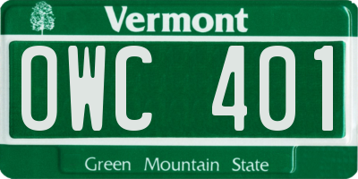 VT license plate OWC401