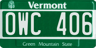VT license plate OWC406
